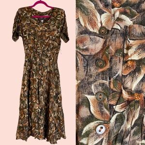 Vintage JT Petites Earth Tones Fall Button-down Dress